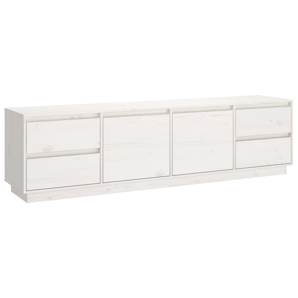 TV Cabinet White 176x37x47.5 cm Solid Wood Pine