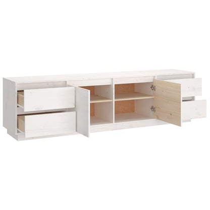 TV Cabinet White 176x37x47.5 cm Solid Wood Pine