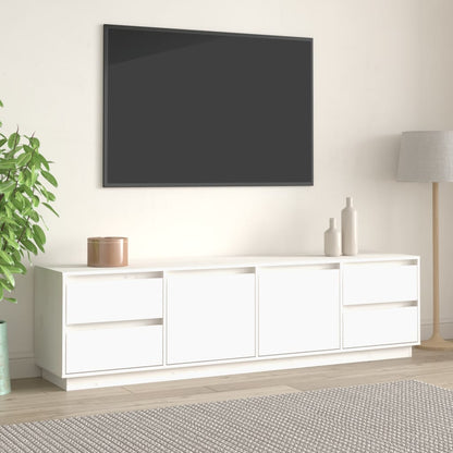 TV Cabinet White 176x37x47.5 cm Solid Wood Pine