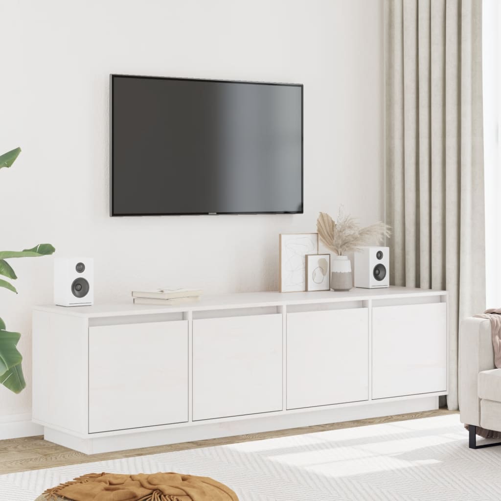 TV Cabinet White 156x37x45 cm Solid Wood Pine