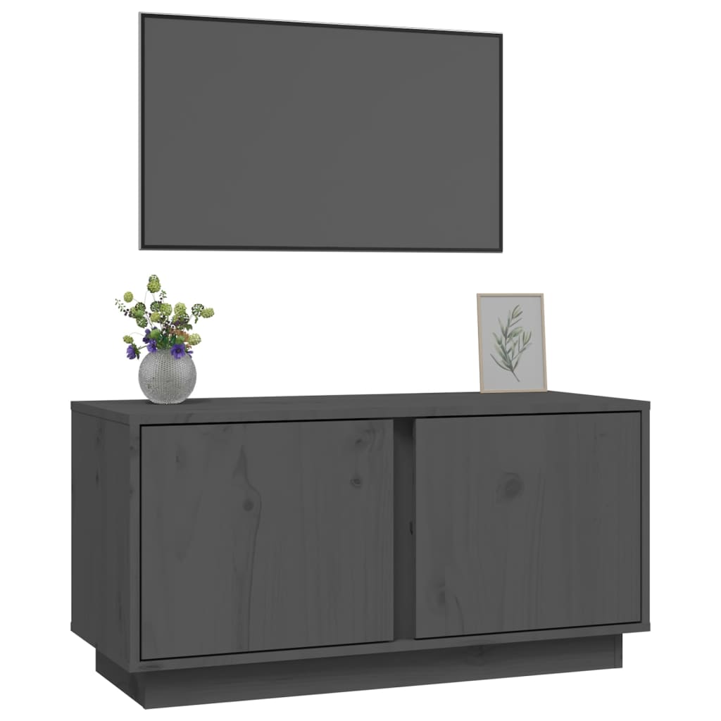 TV Cabinet Grey 80x35x40.5 cm Solid Wood Pine