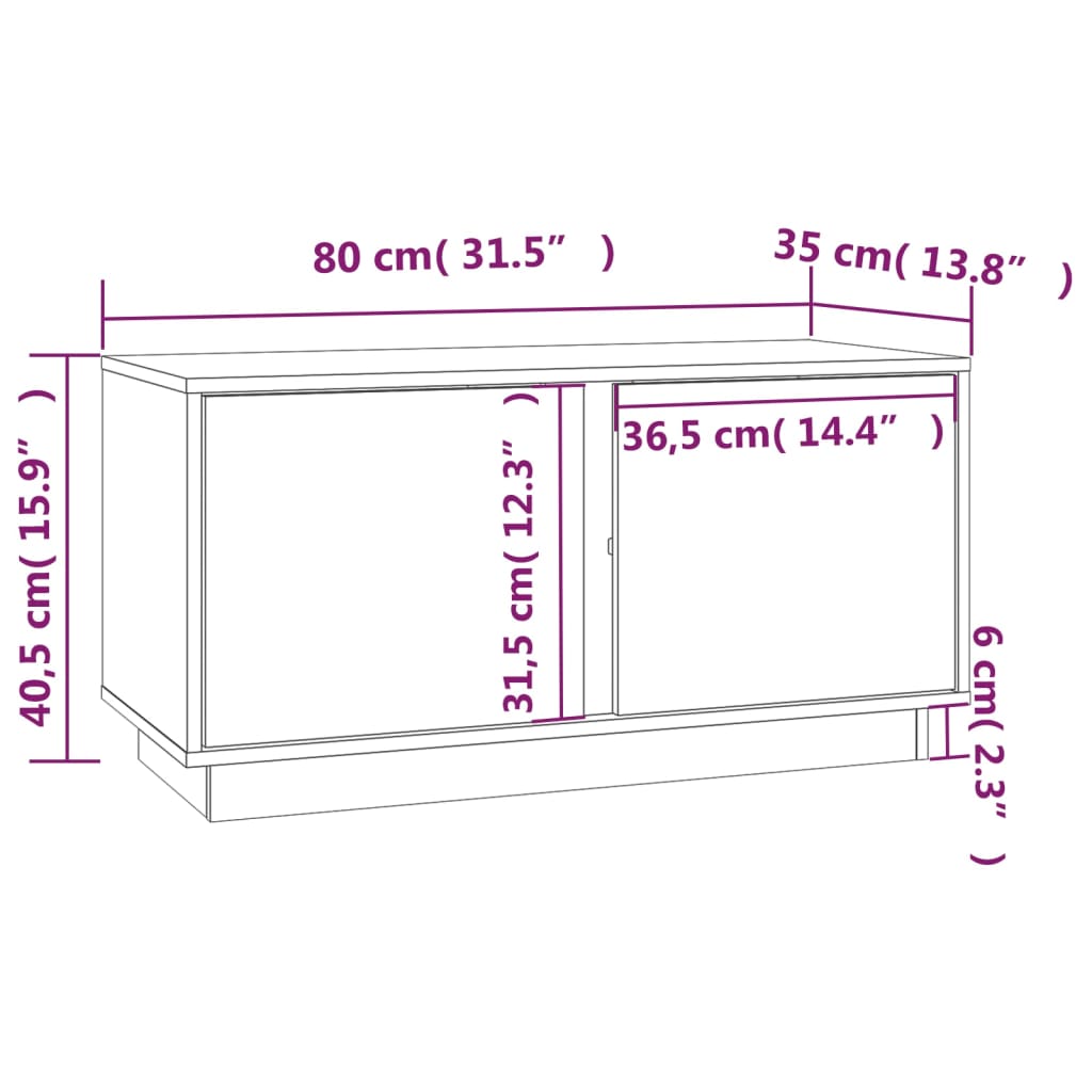 TV Cabinet Grey 80x35x40.5 cm Solid Wood Pine