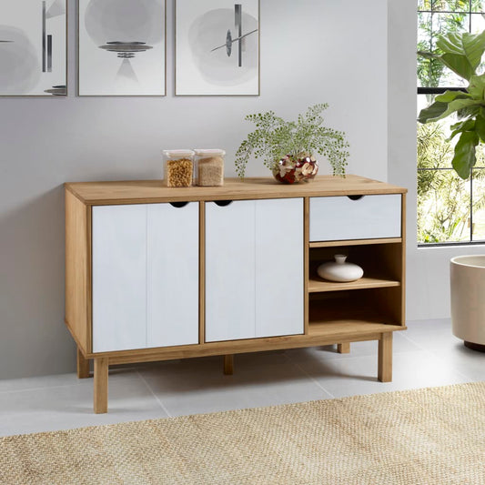 Sideboard OTTA Brown and White 114x43x73.5 cm Solid Wood Pine