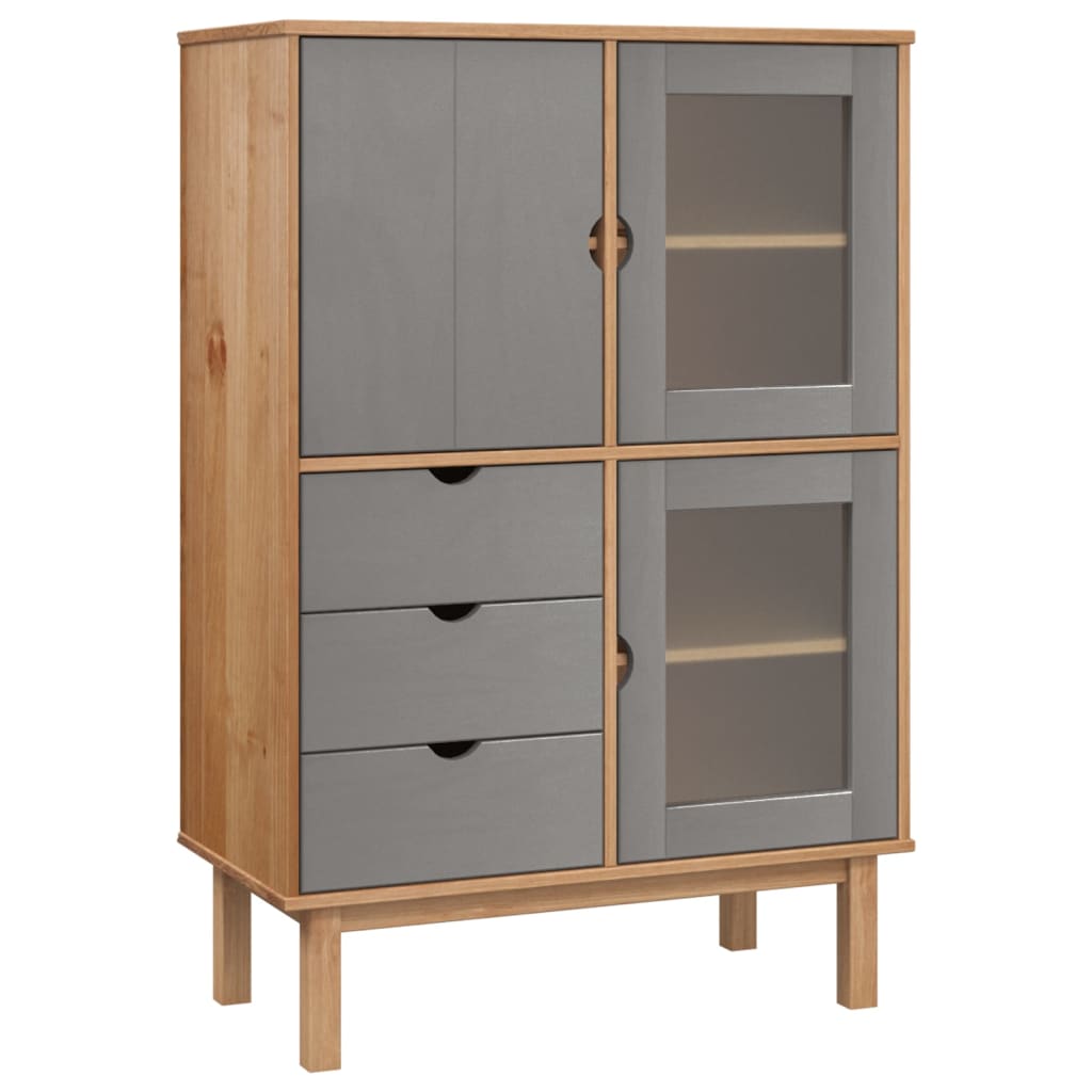 Highboard OTTA Brown and Grey 85x43x125 cm Solid Wood Pine