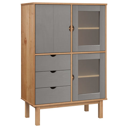 Highboard OTTA Brown and Grey 85x43x125 cm Solid Wood Pine