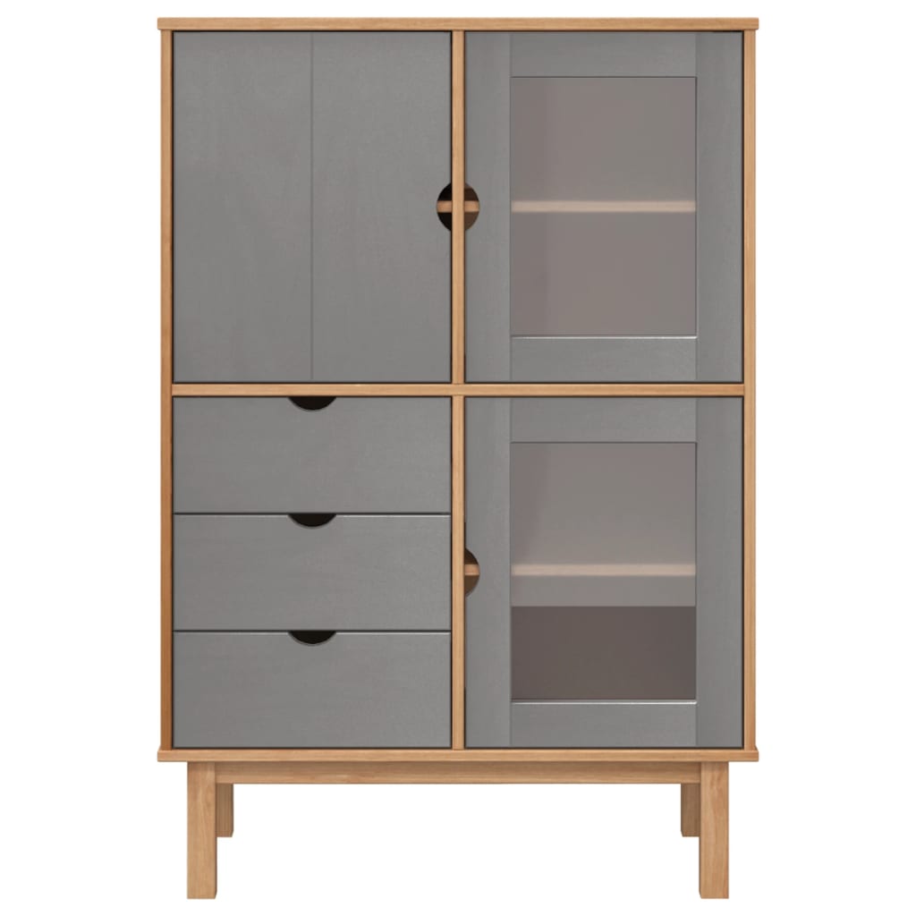 Highboard OTTA Brown and Grey 85x43x125 cm Solid Wood Pine