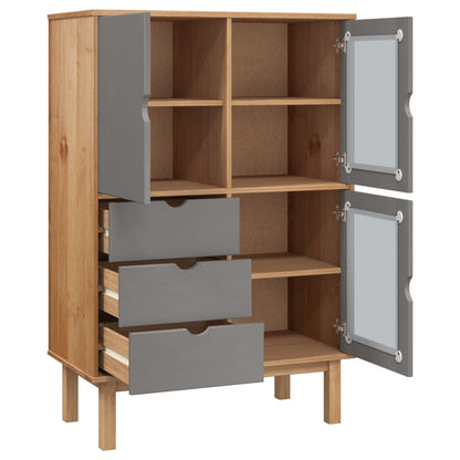 Highboard OTTA Brown and Grey 85x43x125 cm Solid Wood Pine