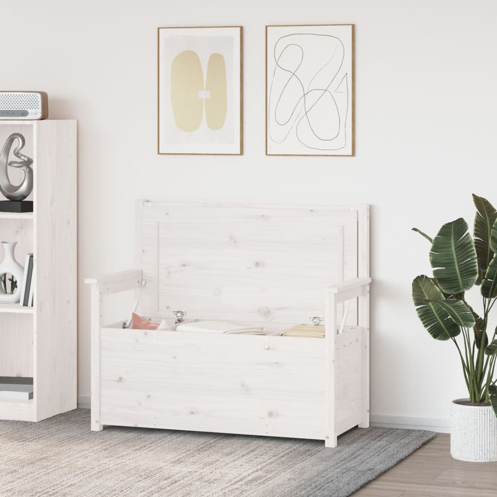 Bench White 112.5x51.5x96.5 cm Solid Wood Pine