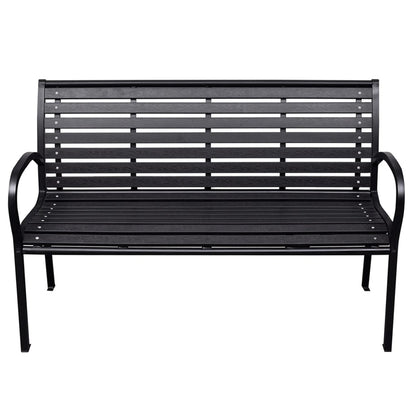 Garden Bench Black 116 cm Steel and WPC