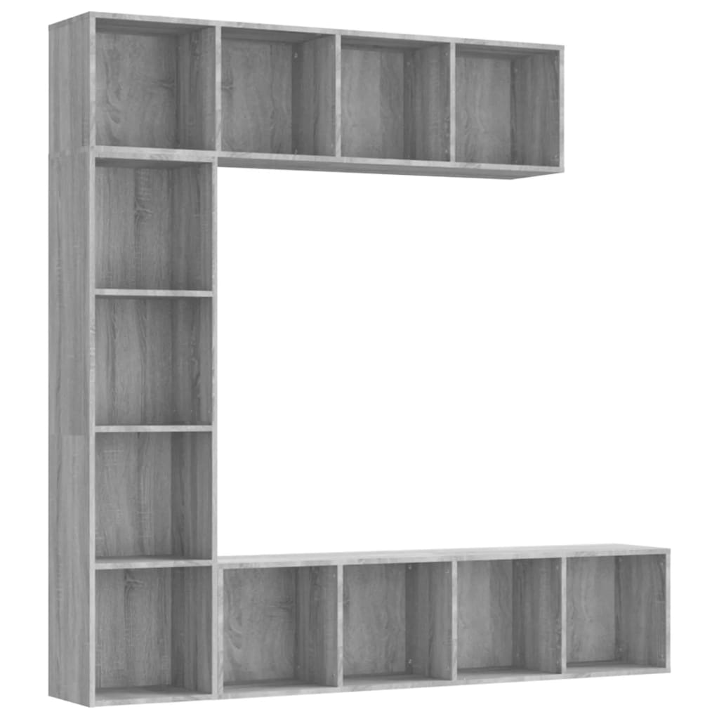 3 Piece Book/TV Cabinet Set Grey Sonoma 180x30x180 cm