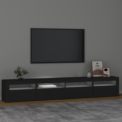 TV Cabinet with LED Lights Black 240x35x40 cm