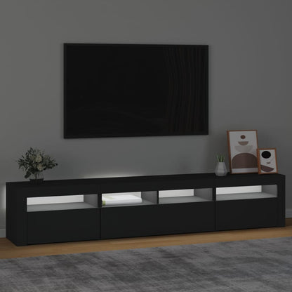 TV Cabinet with LED Lights Black 210x35x40 cm