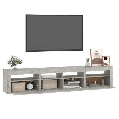 TV Cabinet with LED Lights Concrete Grey 210x35x40 cm
