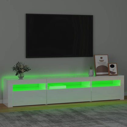 TV Cabinet with LED Lights High Gloss White 195x35x40 cm