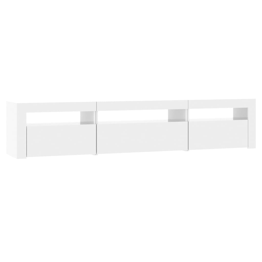 TV Cabinet with LED Lights High Gloss White 195x35x40 cm