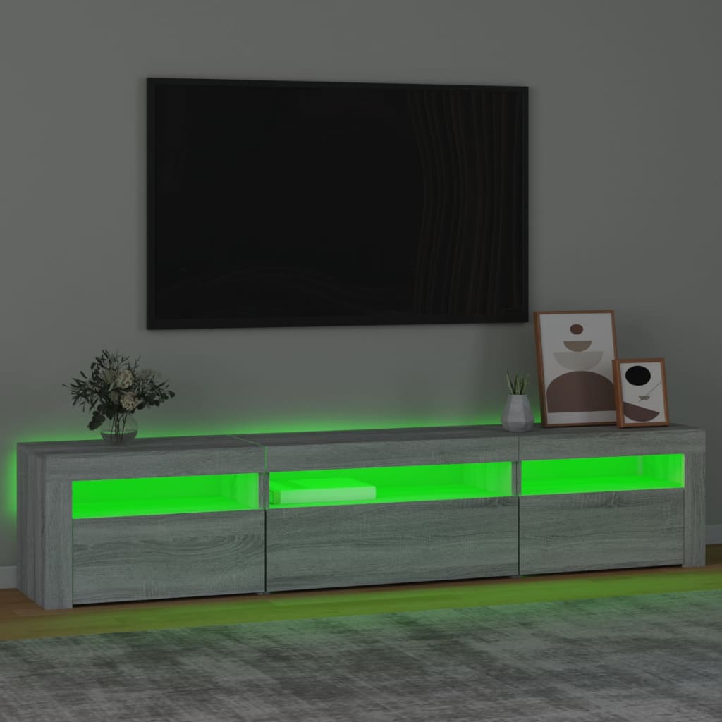 TV Cabinet with LED Lights Grey Sonoma 195x35x40 cm