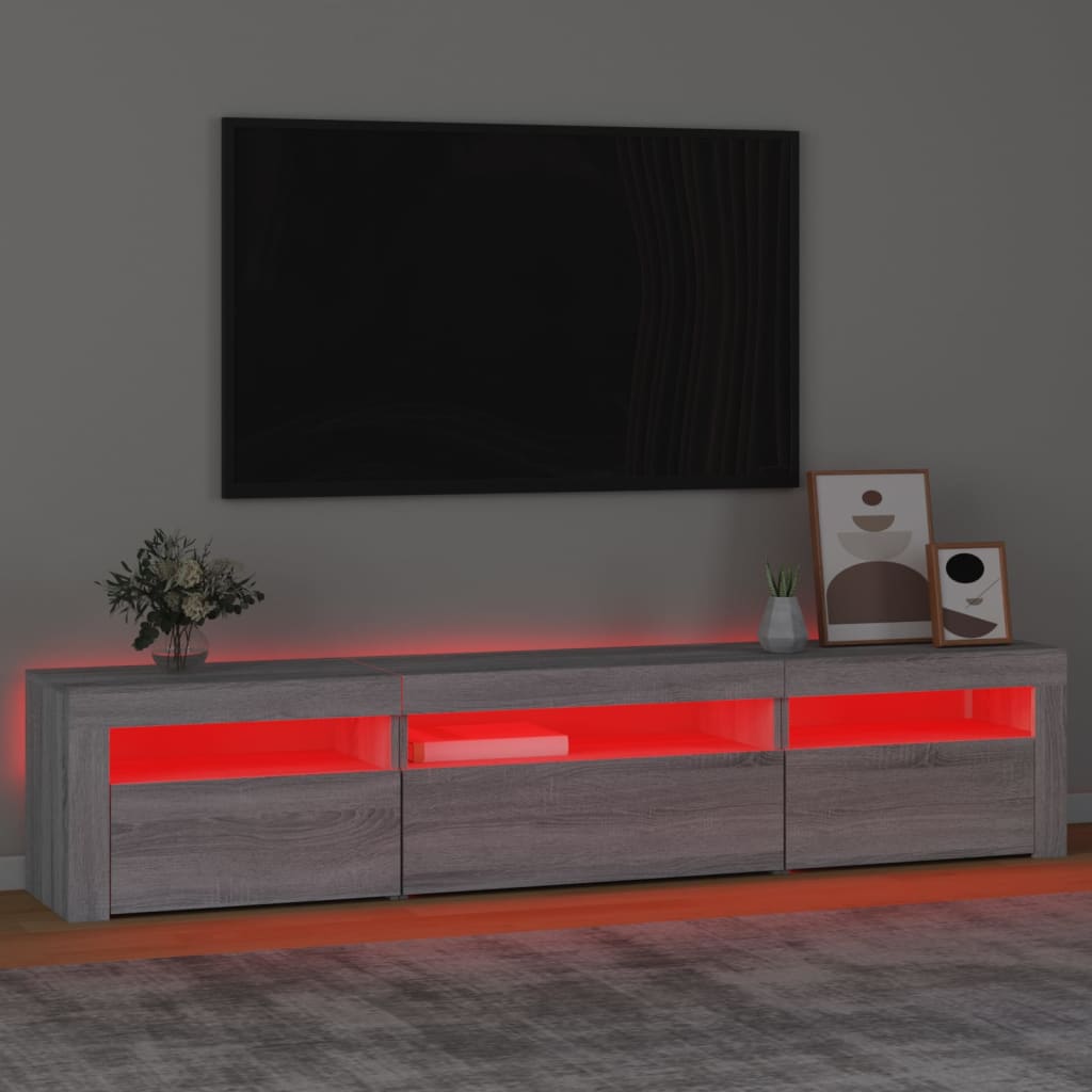 TV Cabinet with LED Lights Grey Sonoma 195x35x40 cm