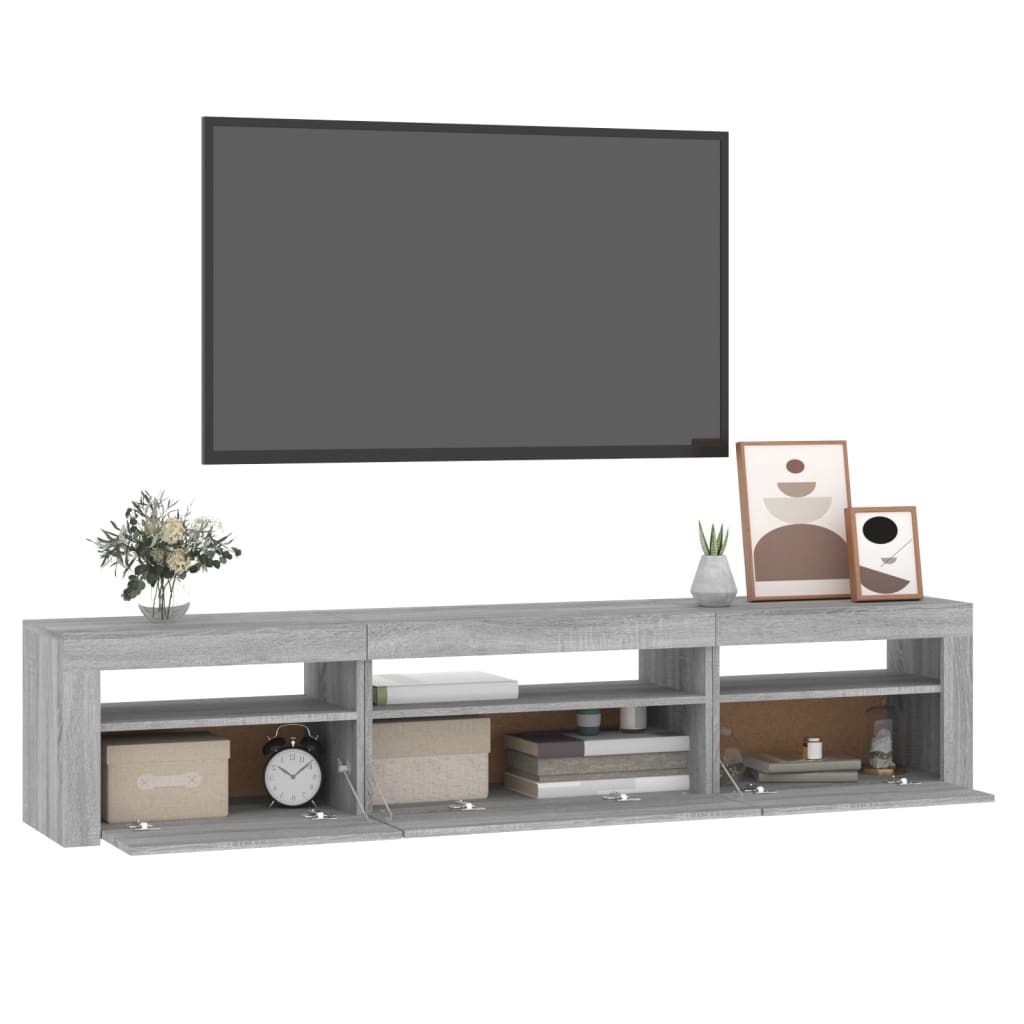 TV Cabinet with LED Lights Grey Sonoma 195x35x40 cm