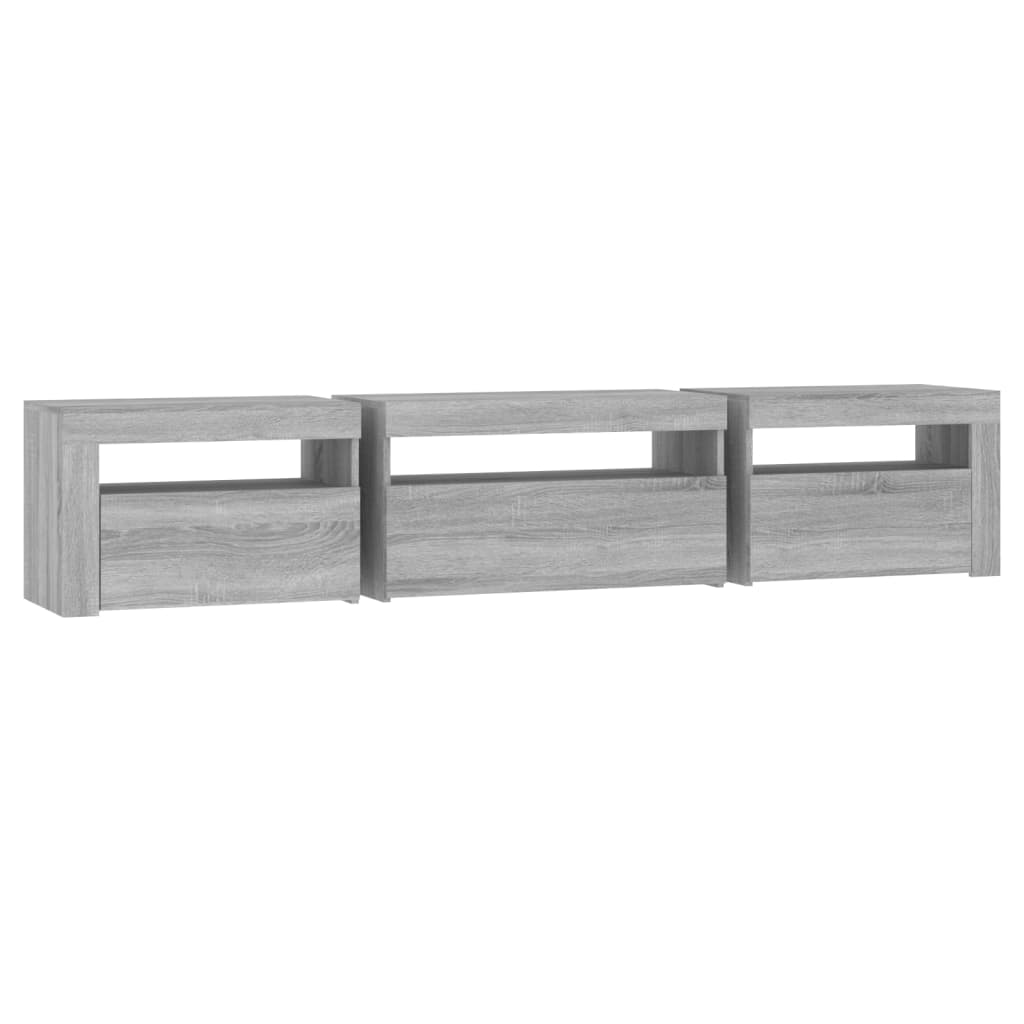 TV Cabinet with LED Lights Grey Sonoma 195x35x40 cm