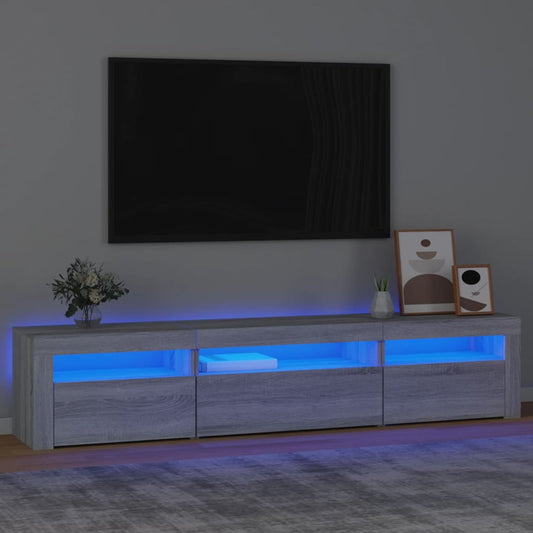 TV Cabinet with LED Lights Grey Sonoma 195x35x40 cm