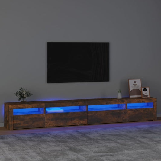 TV Cabinet with LED Lights Smoked Oak 270x35x40 cm