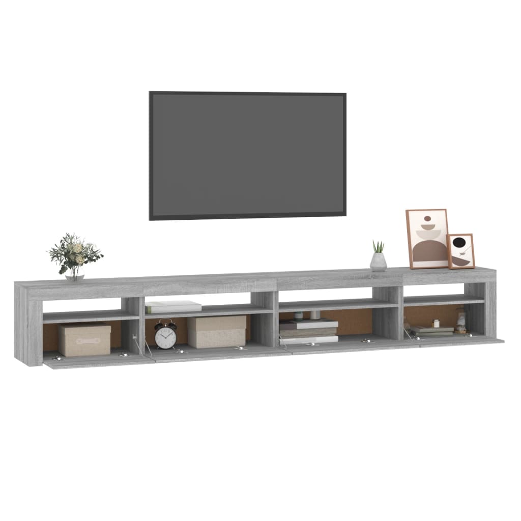 TV Cabinet with LED Lights Grey Sonoma 270x35x40 cm