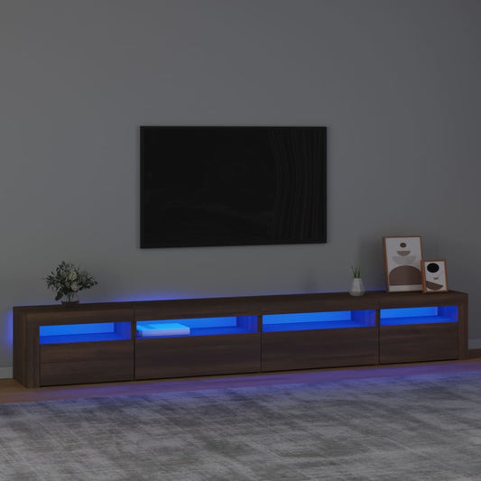 TV Cabinet with LED Lights Brown Oak 270x35x40 cm