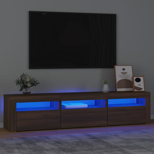 TV Cabinet with LED Lights Brown Oak 180x35x40 cm