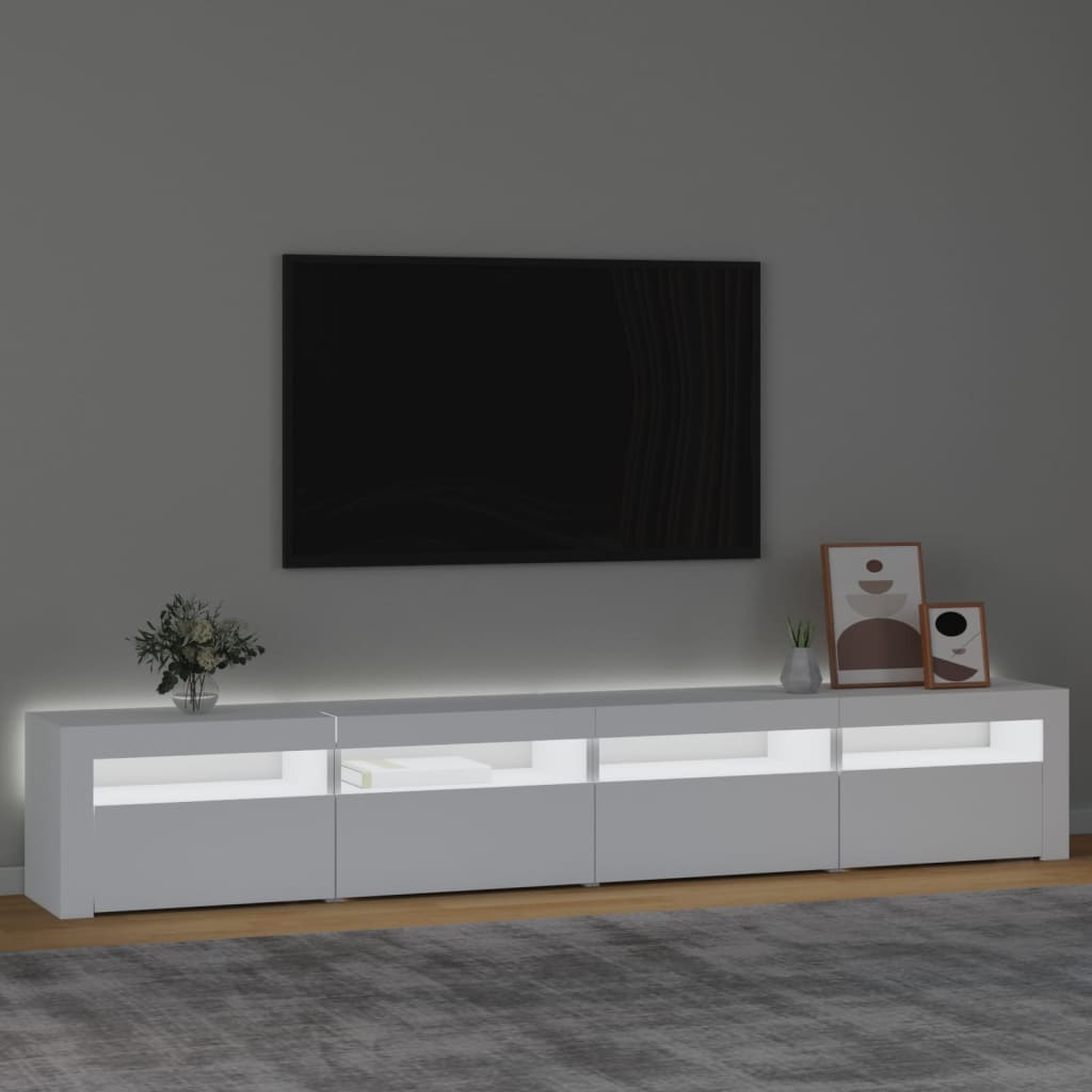 TV Cabinet with LED Lights White 240x35x40 cm