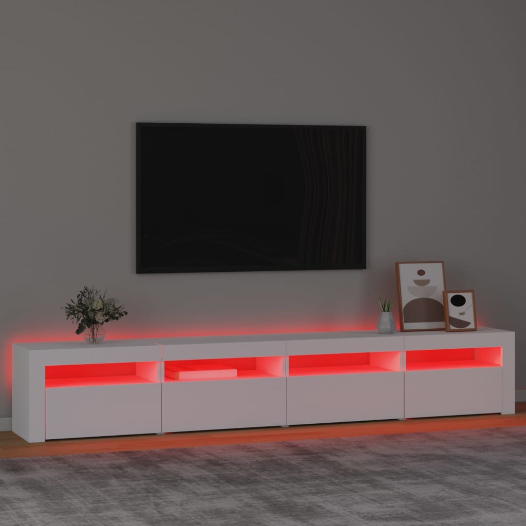 TV Cabinet with LED Lights White 240x35x40 cm