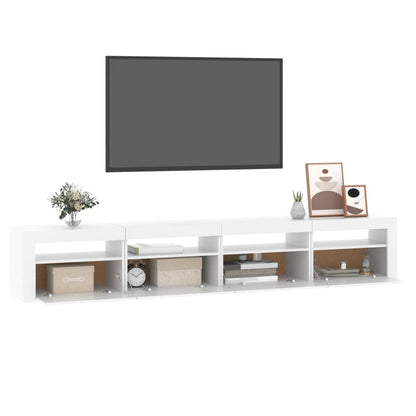 TV Cabinet with LED Lights White 240x35x40 cm