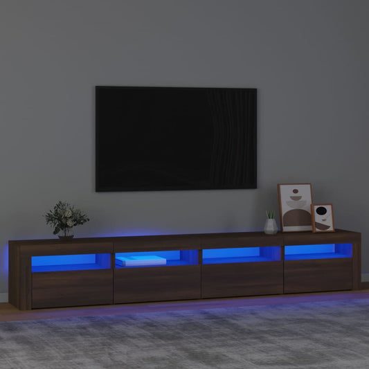 TV Cabinet with LED Lights Brown Oak 240x35x40 cm