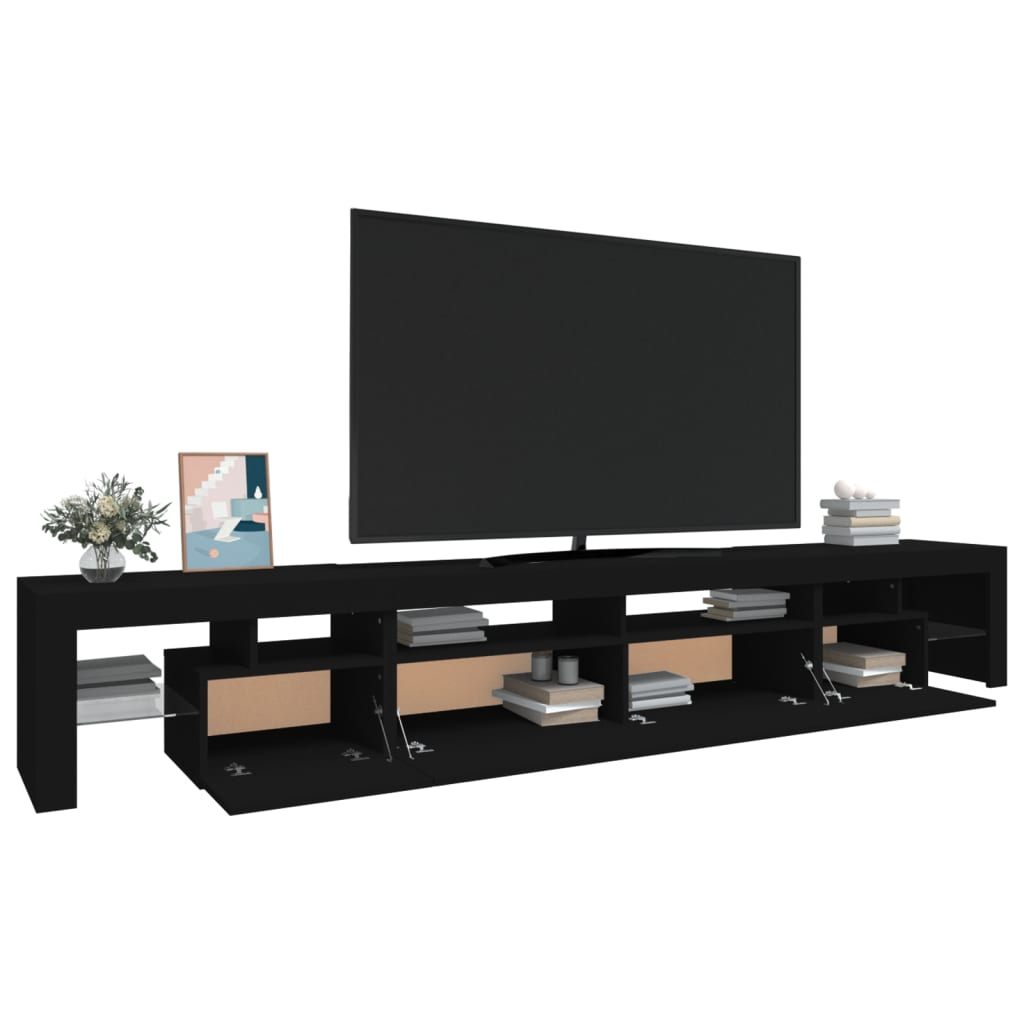 TV Cabinet with LED Lights Black 260x36.5x40 cm