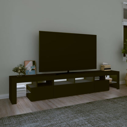 TV Cabinet with LED Lights Black 230x36.5x40 cm