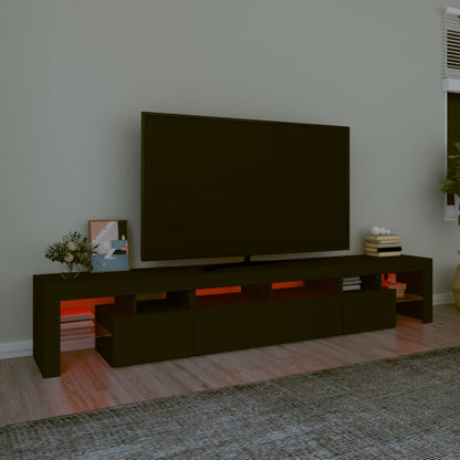 TV Cabinet with LED Lights Black 230x36.5x40 cm