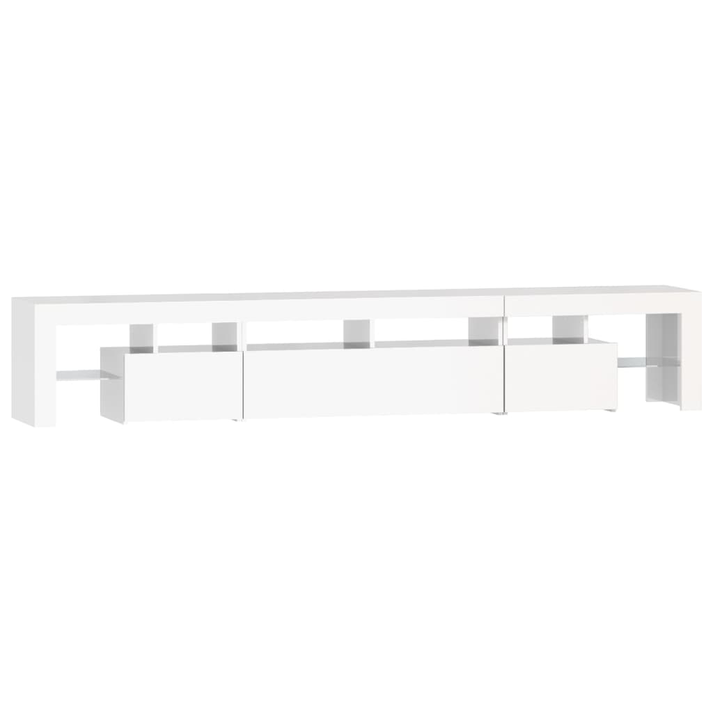 TV Cabinet with LED Lights High Gloss White 230x36.5x40 cm