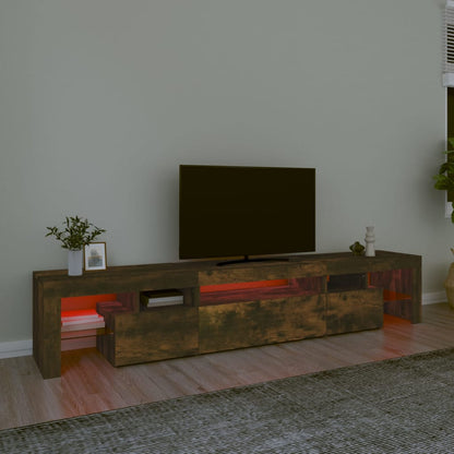 TV Cabinet with LED Lights Smoked Oak 215x36.5x40 cm