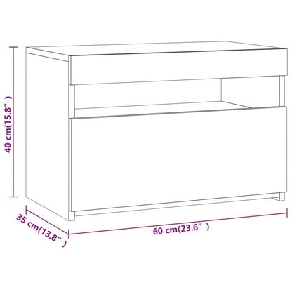 Bedside Cabinet with LED Lights Grey Sonoma 60x35x40 cm