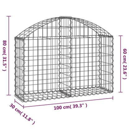 Arched Gabion Basket 100x30x60/80 cm Galvanised Iron