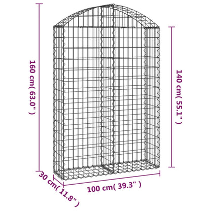 Arched Gabion Basket 100x30x140/160 cm Galvanised Iron