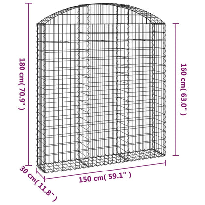 Arched Gabion Basket 150x30x160/180 cm Galvanised Iron