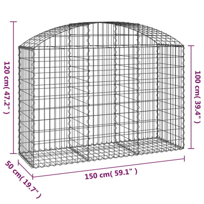 Arched Gabion Basket 150x50x100/120 cm Galvanised Iron