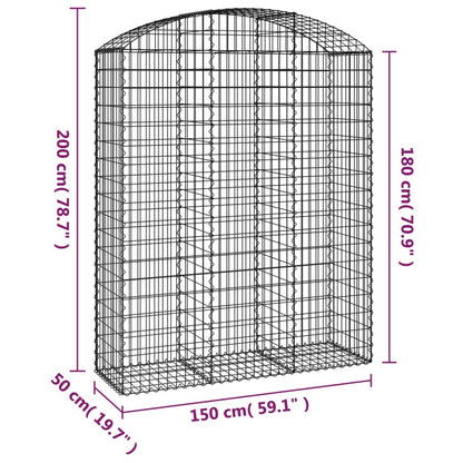 Arched Gabion Basket 150x50x180/200 cm Galvanised Iron