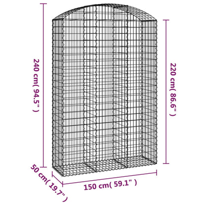 Arched Gabion Basket 150x50x220/240 cm Galvanised Iron