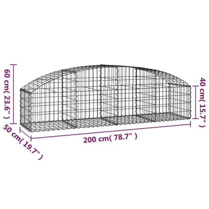 Arched Gabion Basket 200x50x40/60 cm Galvanised Iron