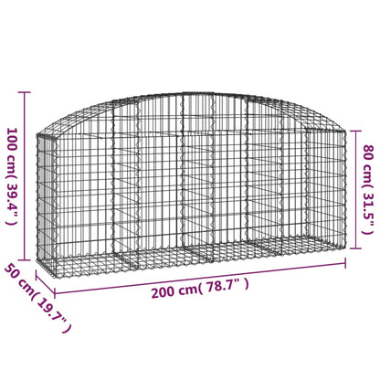 Arched Gabion Basket 200x50x80/100 cm Galvanised Iron