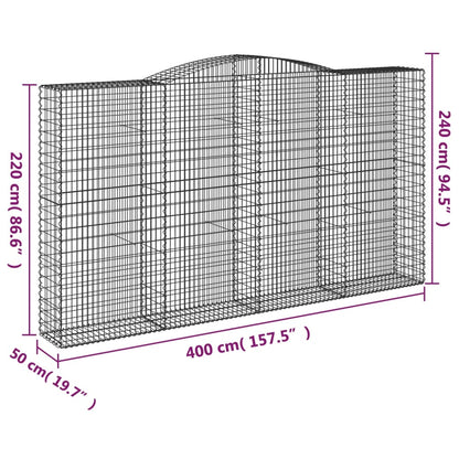 Arched Gabion Basket 400x50x220/240 cm Galvanised Iron
