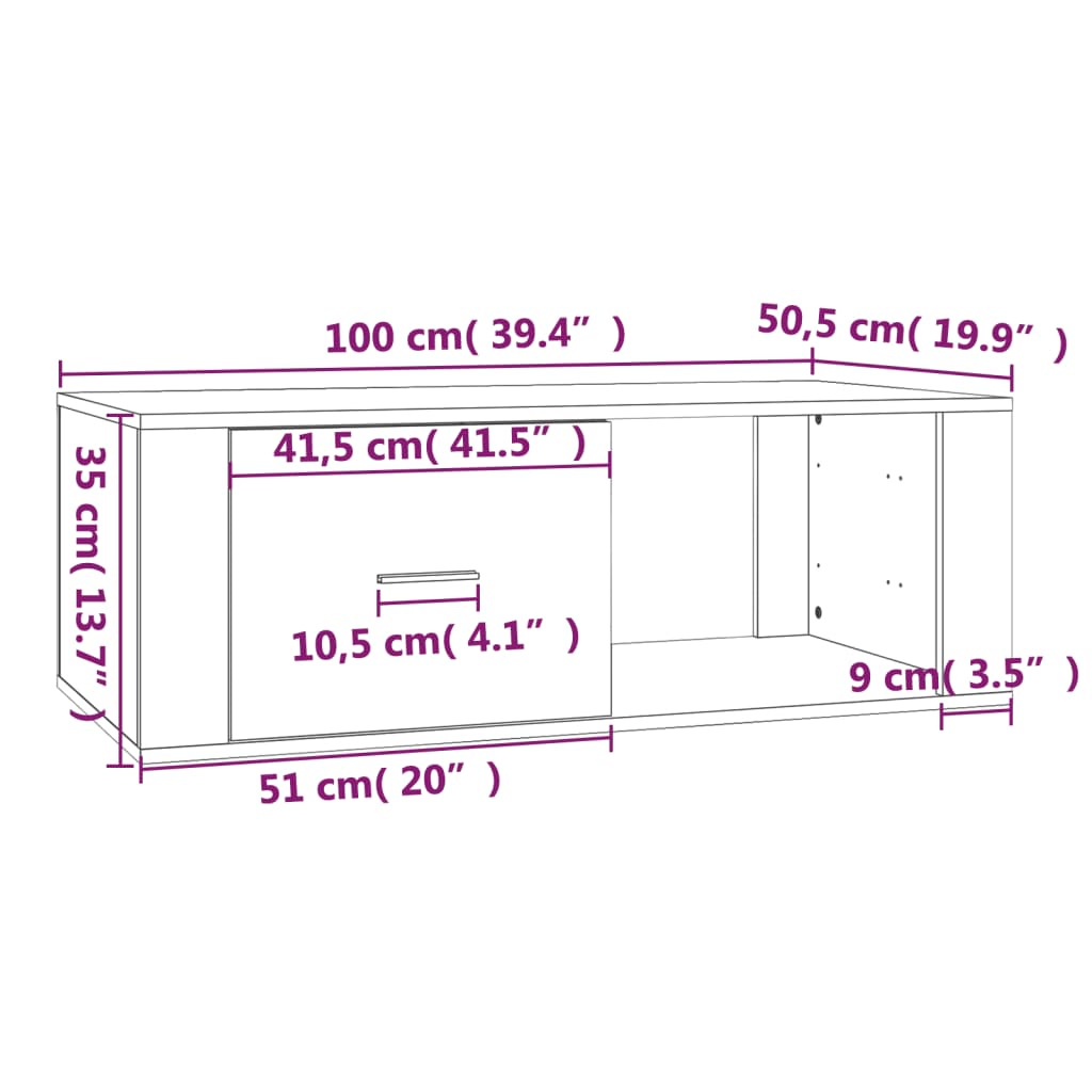 Coffee Table Concrete Grey 100x50.5x35 cm Engineered Wood