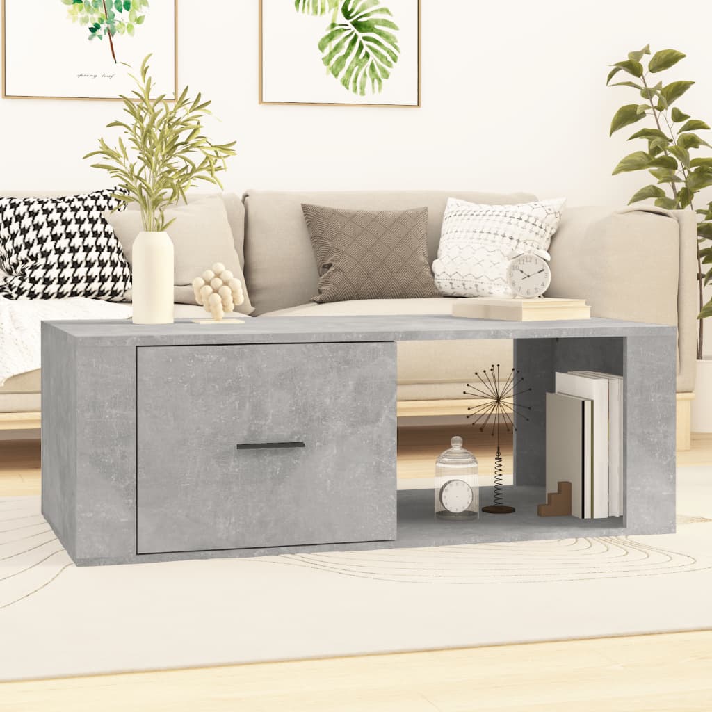 Coffee Table Concrete Grey 100x50.5x35 cm Engineered Wood