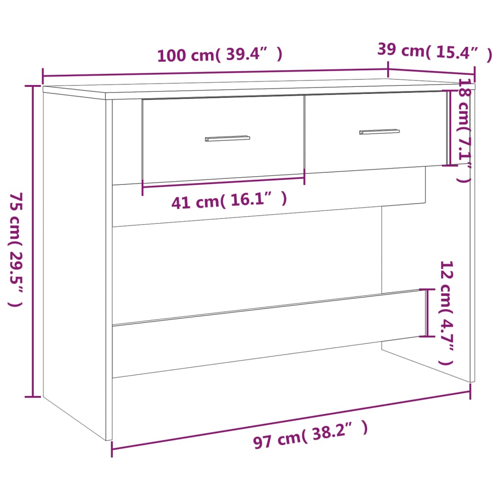 Console Table Smoked Oak 100x39x75 cm Engineered Wood